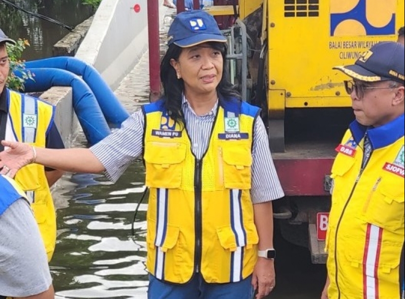 Wamen PU. Diana Tinjau Banjir Tol Bandara Soetta dan Instruksikan Tol Tetap Berfungsi Baik